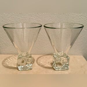 2 DiSaronno melting ice cube base martini glass. 7oz. Vintage. Italian